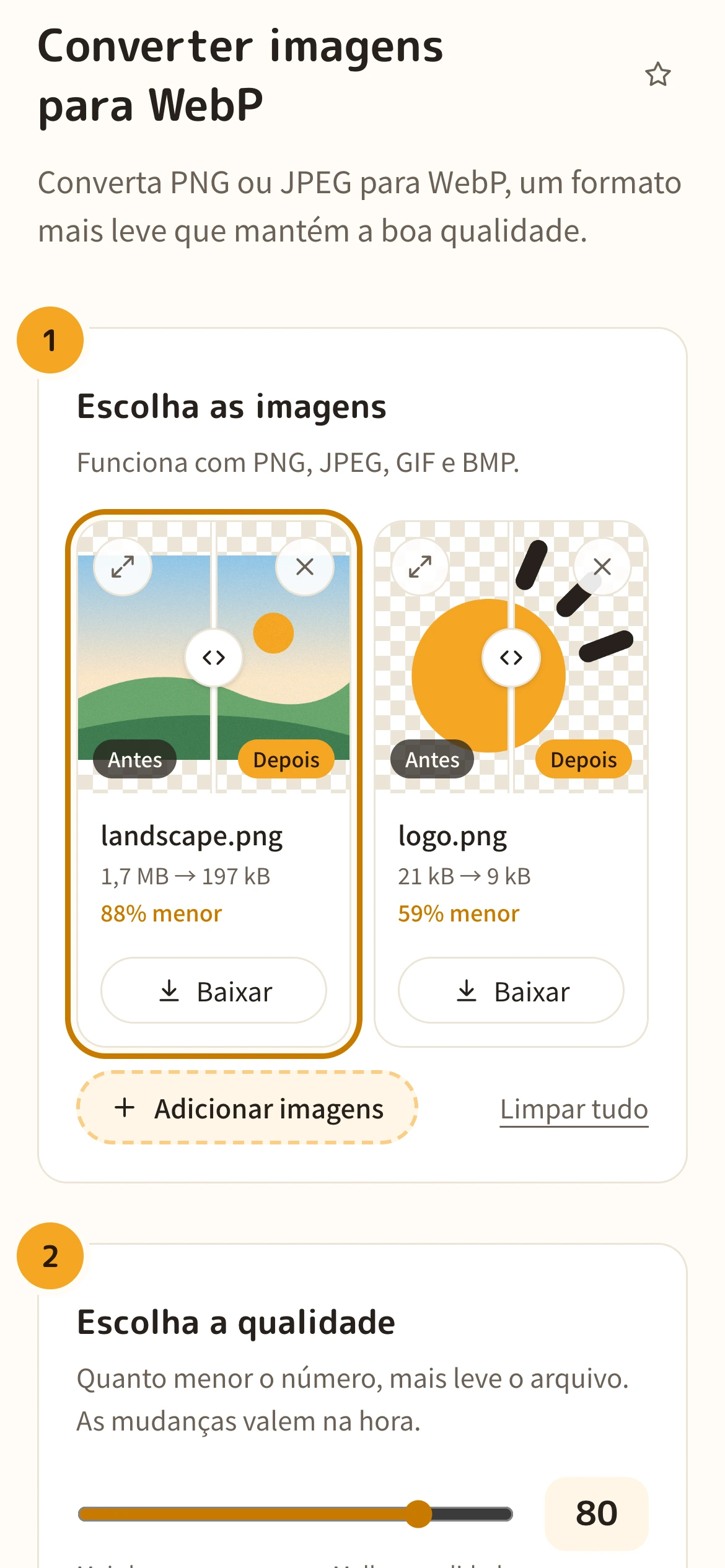 Imagens convertidas com o novo tamanho